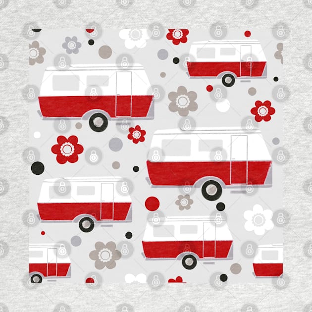 Vintage Caravan in Red, White and Grey by NattyDesigns